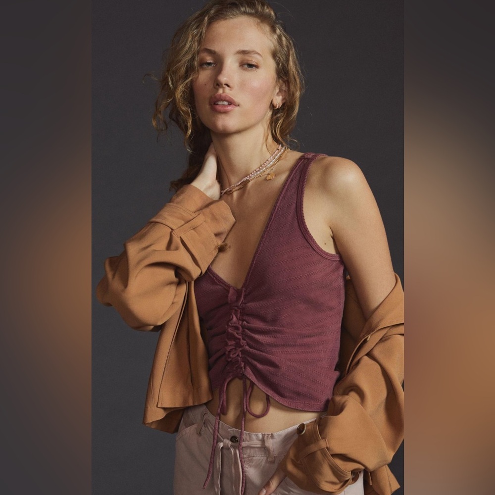 Anthropologie Pilcro Ruched-Front Tank